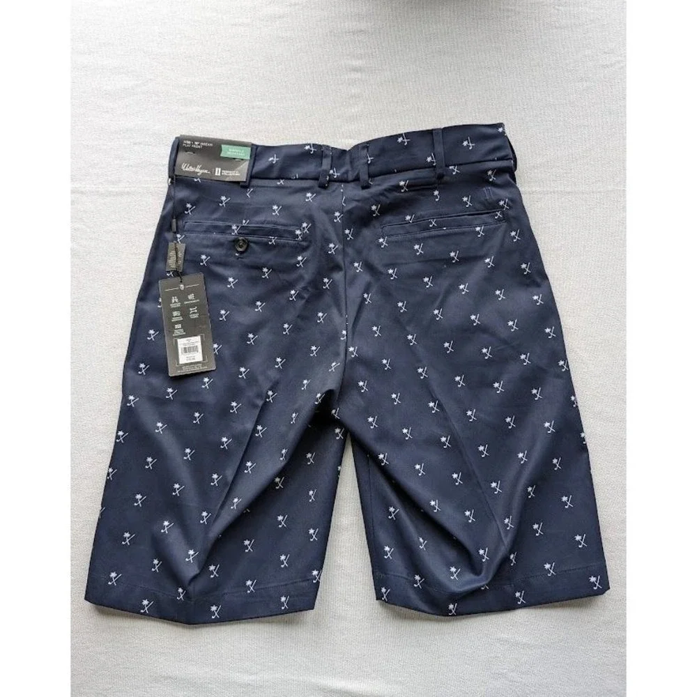 Mens Walter Hagen Perfect 11 Majors Golf Shorts Size 30 Palm Trees Navy Blue NEW